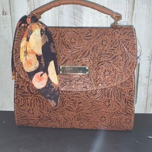 NWT GENUINE HAND TOOLED LEATHER CROSSBODY BAG